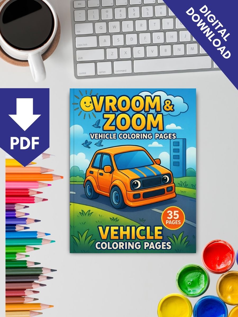 Vroom & Zoom – 35 Vehicle Coloring Pages - Image 2